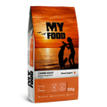 Sac de 12 kg cu hrană uscată super-premium MyFood pentru câini adulți de talie medie și mare, formula Derma Support cu somon.