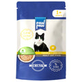 Plic de 85g cu hrană umedă PawPaw pentru pisici adulte, rețetă Low Grain cu bucăți de pui în sos, 100% proteine animale, fără coloranți sau conservanți.